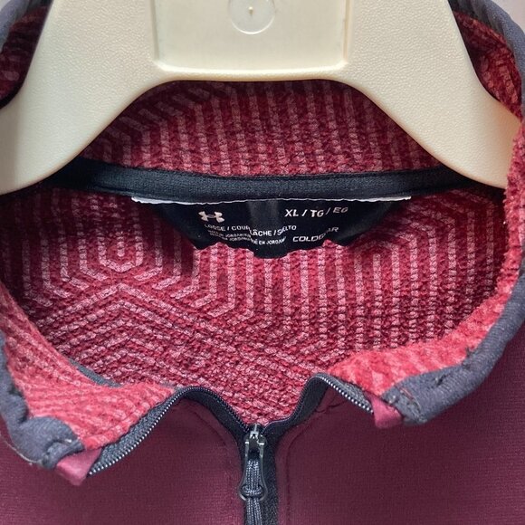 Under Armour Men's Loose Coldgear 1/4 Zip Pullover Jacket Red Maroon Size Medium - Picture 4 of 7